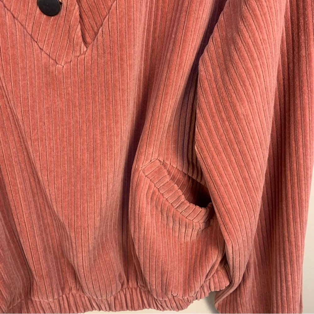 Free People Serena Ribbed Corduroy Quarter Button Pullover Sweater - Picture 6 of 12